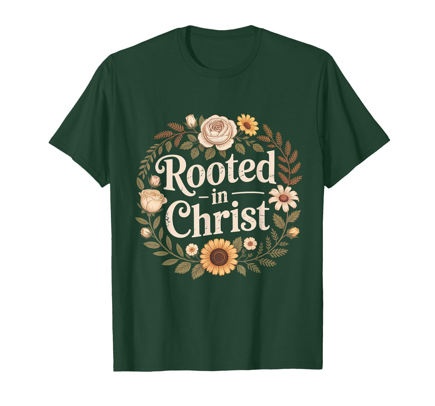Rooted in Christ Christian Faith Jesus Cross T-Shirt