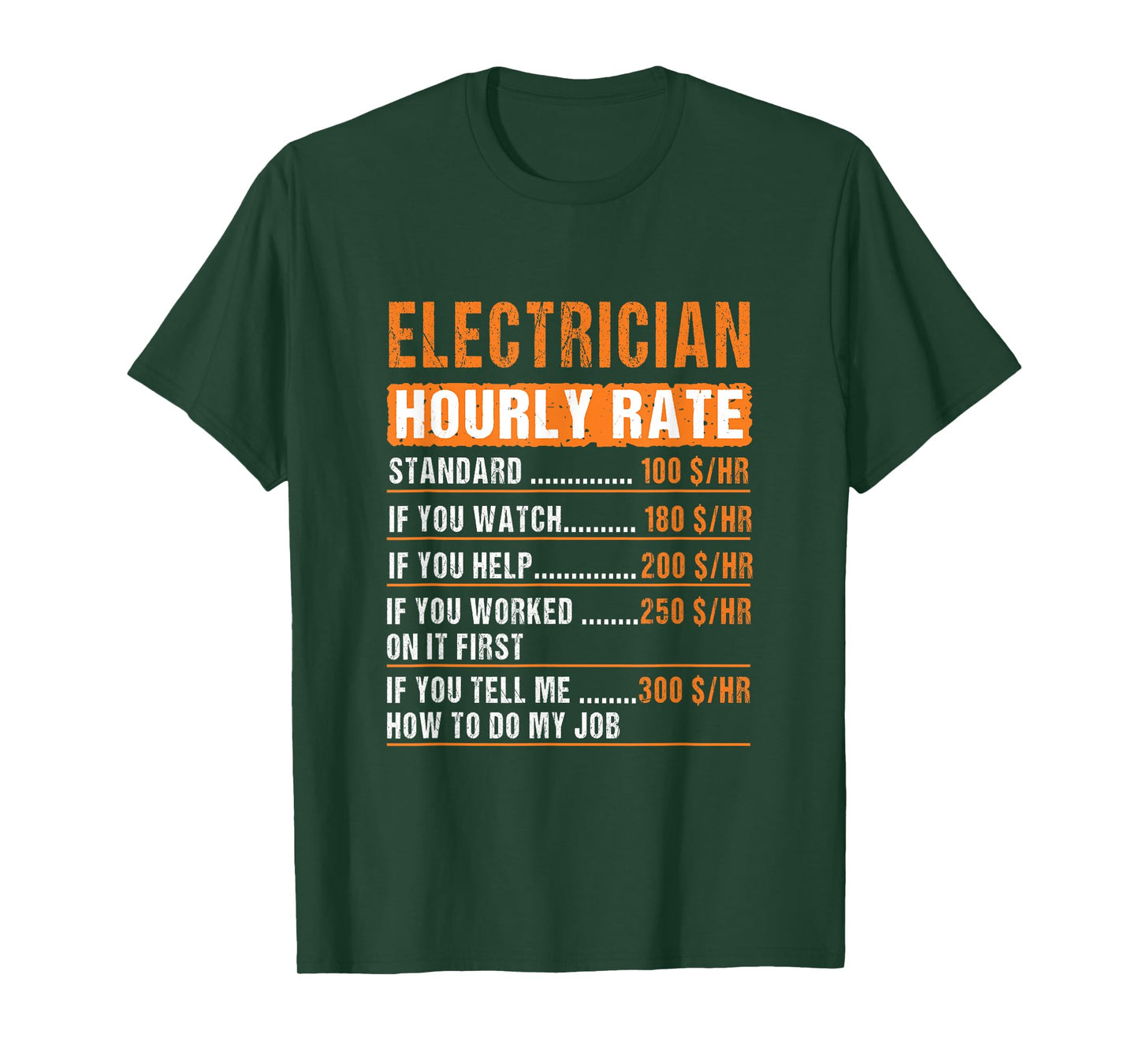 Electrician Hourly Rate Funny Electricians Quote Men Women T-Shirt