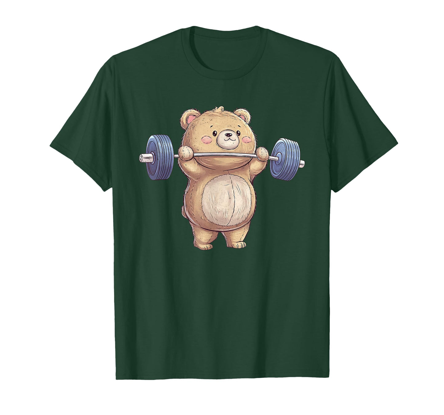 Cute Teddy Bear Lifting Weights Gym Workout Animal T-Shirt