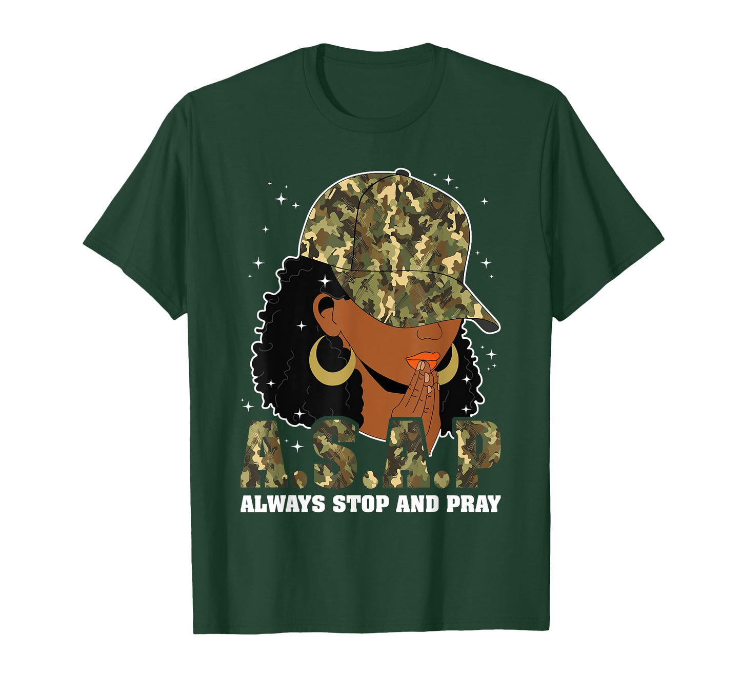 Always Stop And Pray Black Woman Afro Christian Sayings T-Shirt