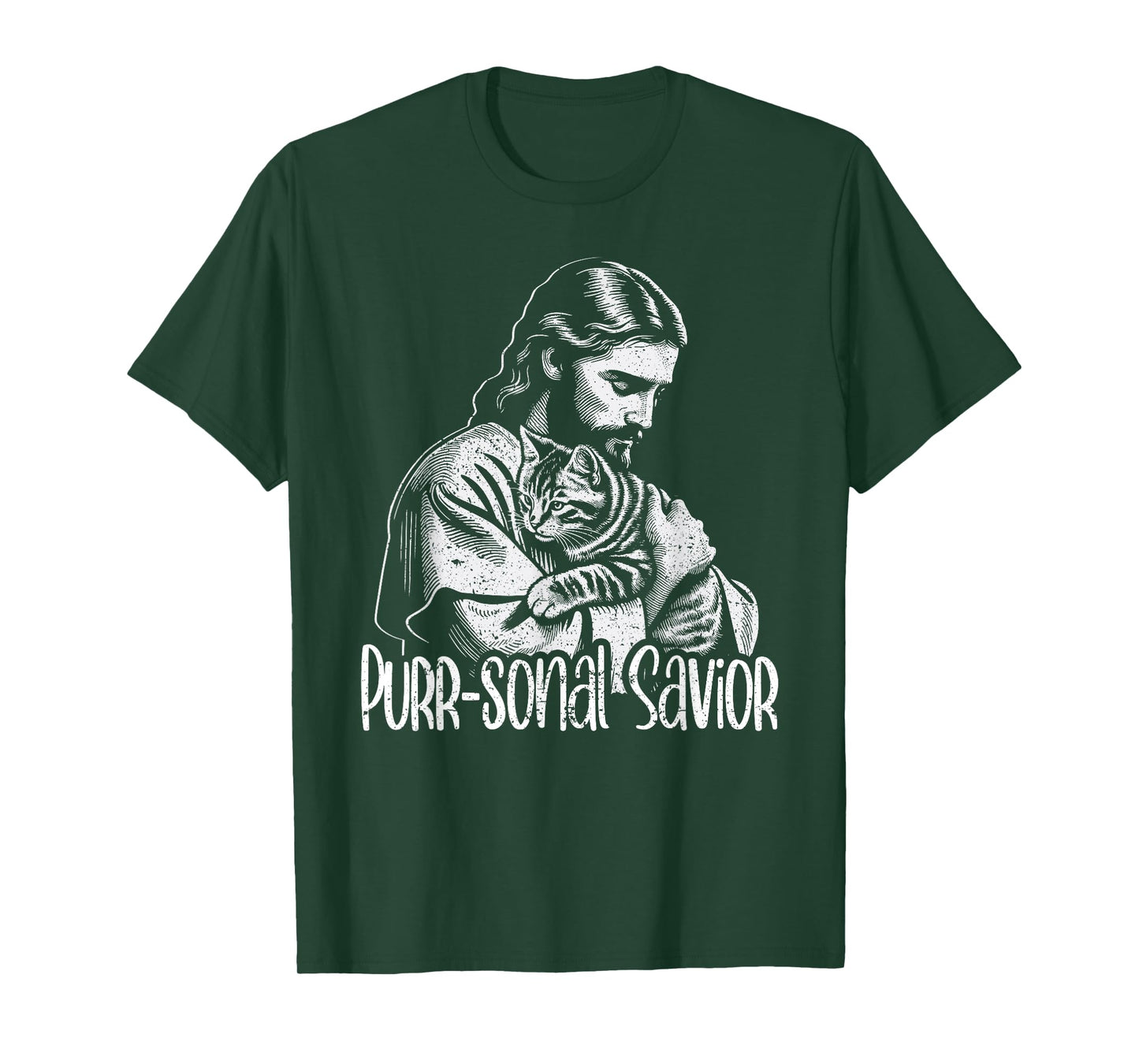 Purr-sonal Savior Jesus Loves Cats Christian Faith T-Shirt