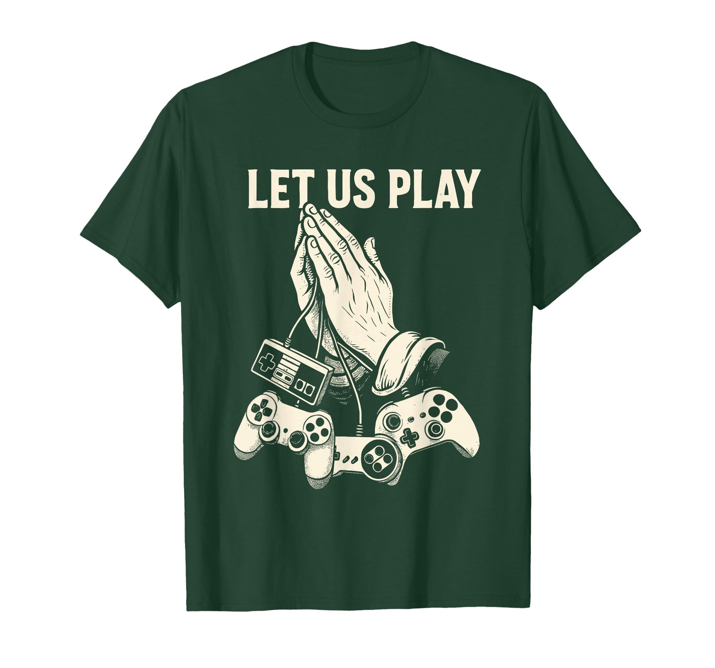 Funny Gamer Pun Praying Hands Video Game Humor Retro Console T-Shirt