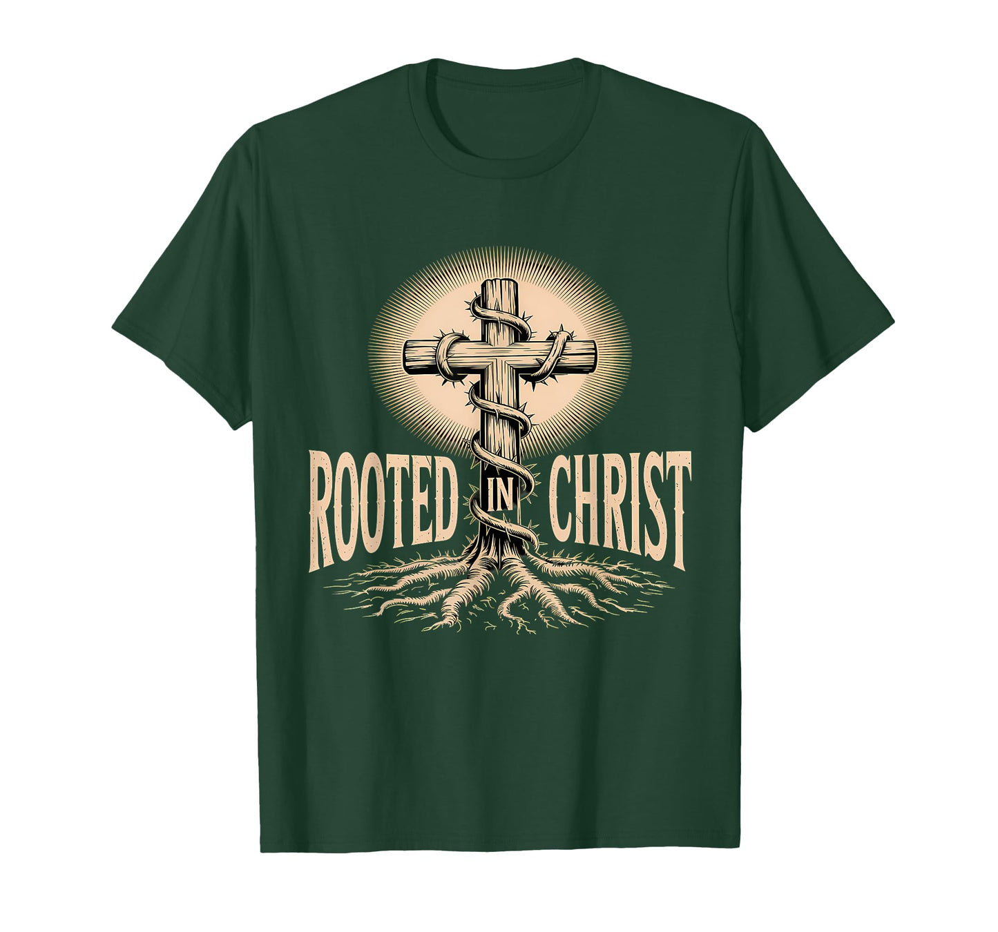 Rooted in Christ Christian Faith Jesus Cross T-Shirt