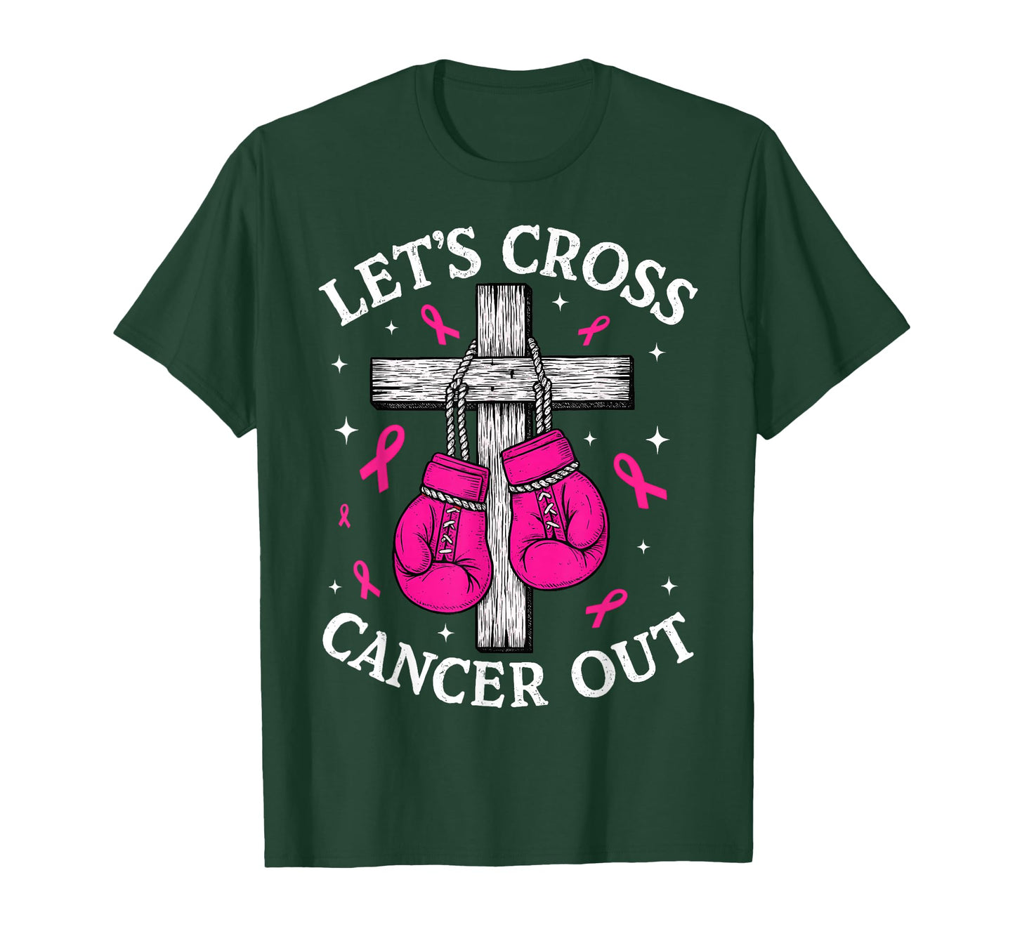 Let's Cross Cancer Out Breast Cancer Pink Boxing Christian T-Shirt