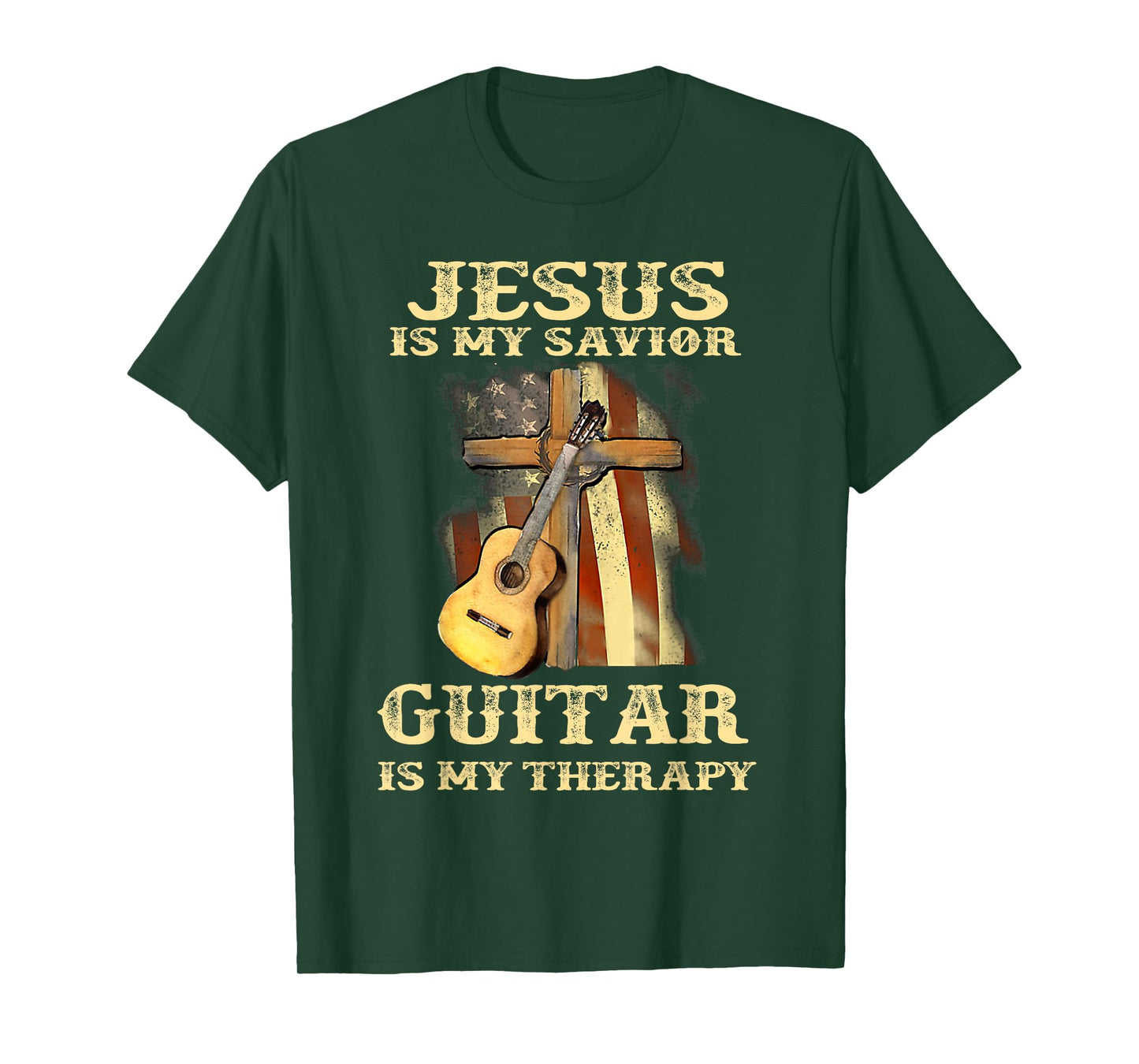 Jesus Is My Savior Guitar Is My Therapy Funny Christian T-Shirt