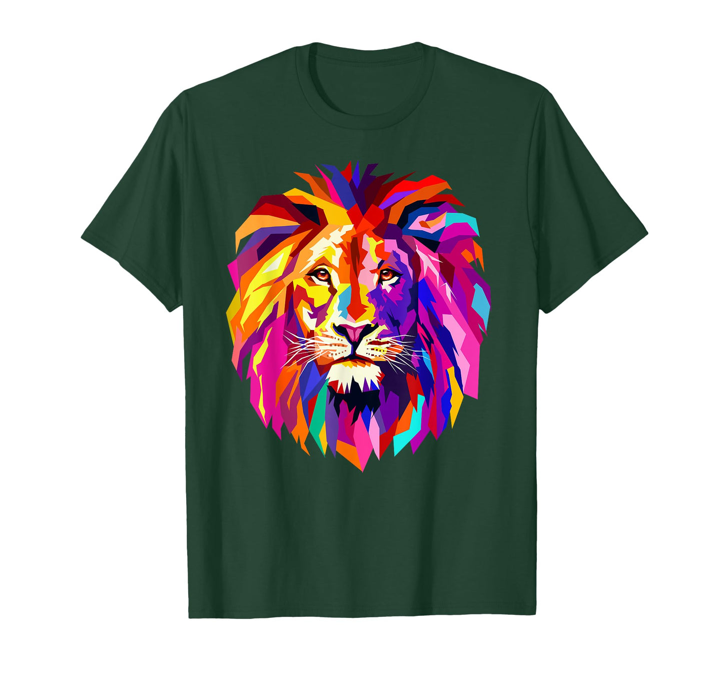 Cool Lion Head Design with Bright Colorful T-Shirt