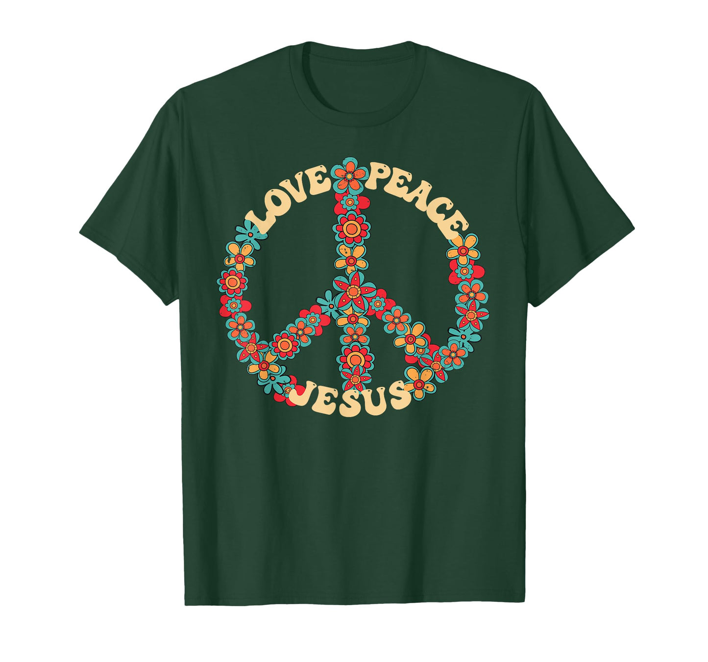 Love peace Jesus christian fun 60s 70s Costume Groovy Hippie T-Shirt