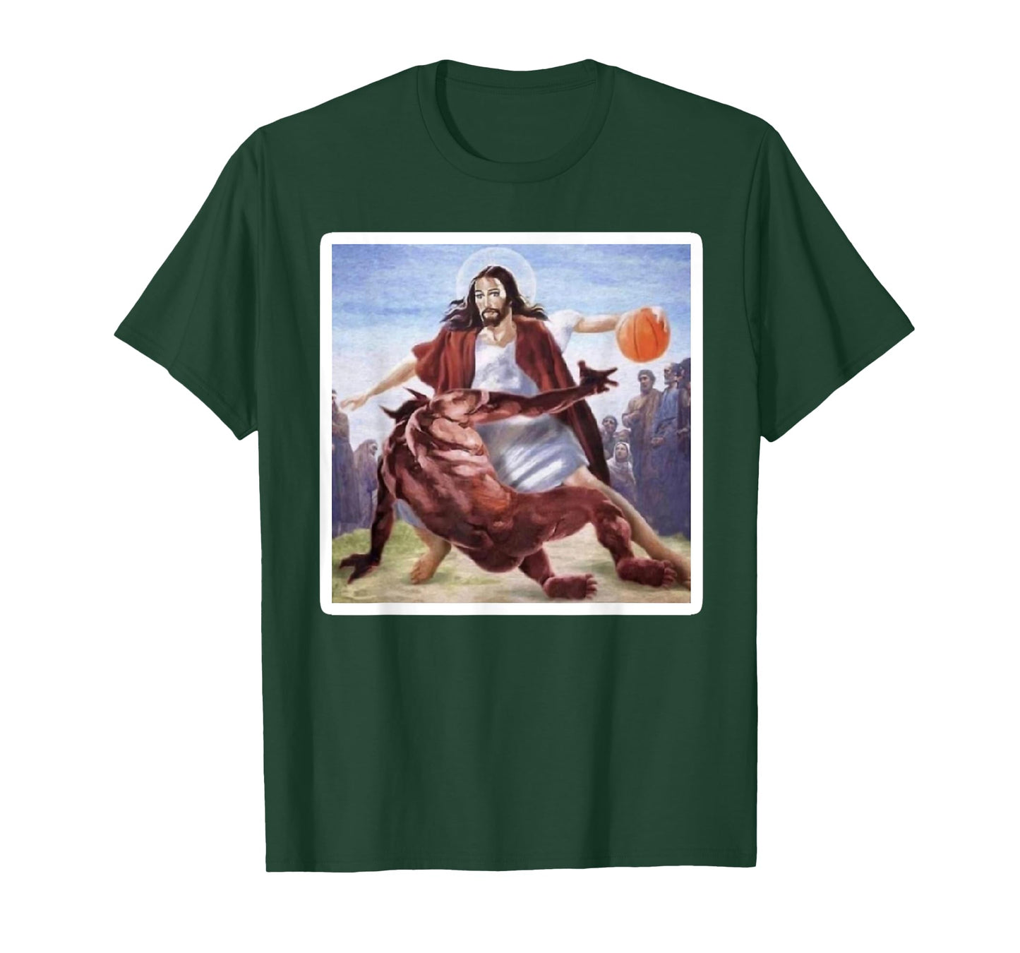 Jesus Crossing Up Satan Basketball T-Shirt