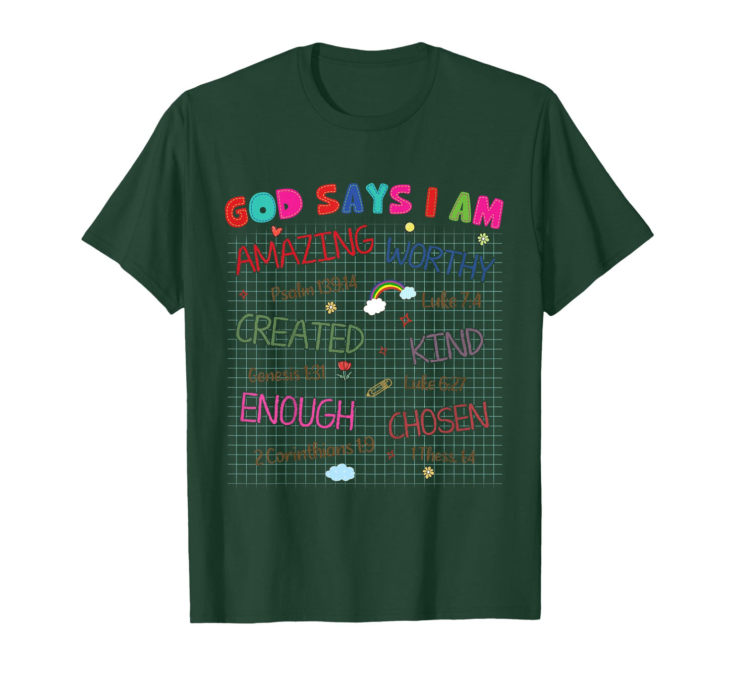 Kids God Says I Am Crayon Drawing Funny Bible Christian Girls T-Shirt