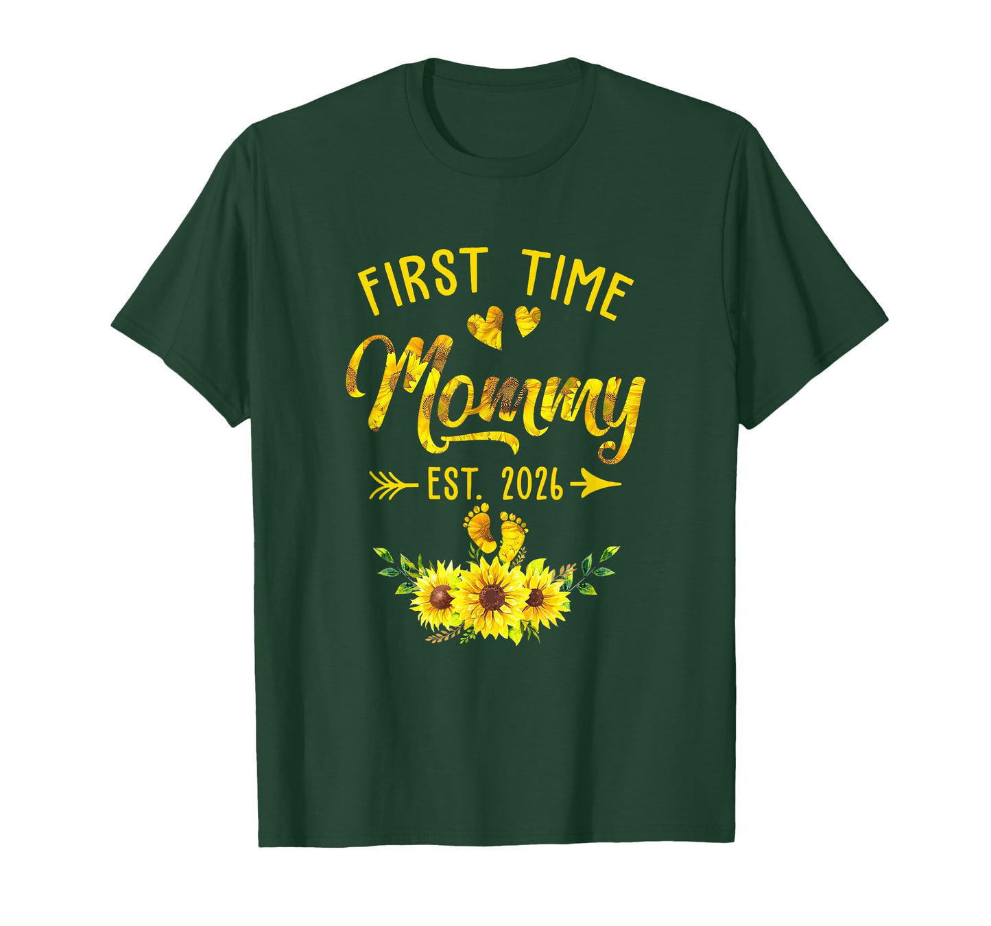 First Time Mommy Est 2026 Sunflower Promoted To Mommy T-Shirt
