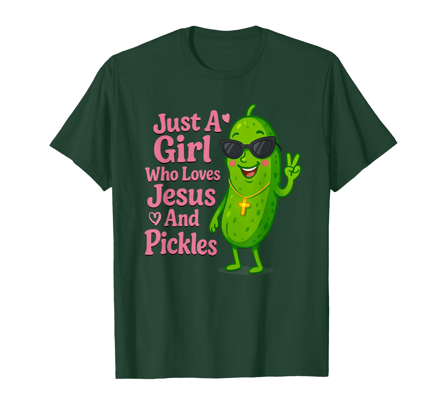 Funny Christian Just A Girl Who Loves Jesus And Pickles T-Shirt