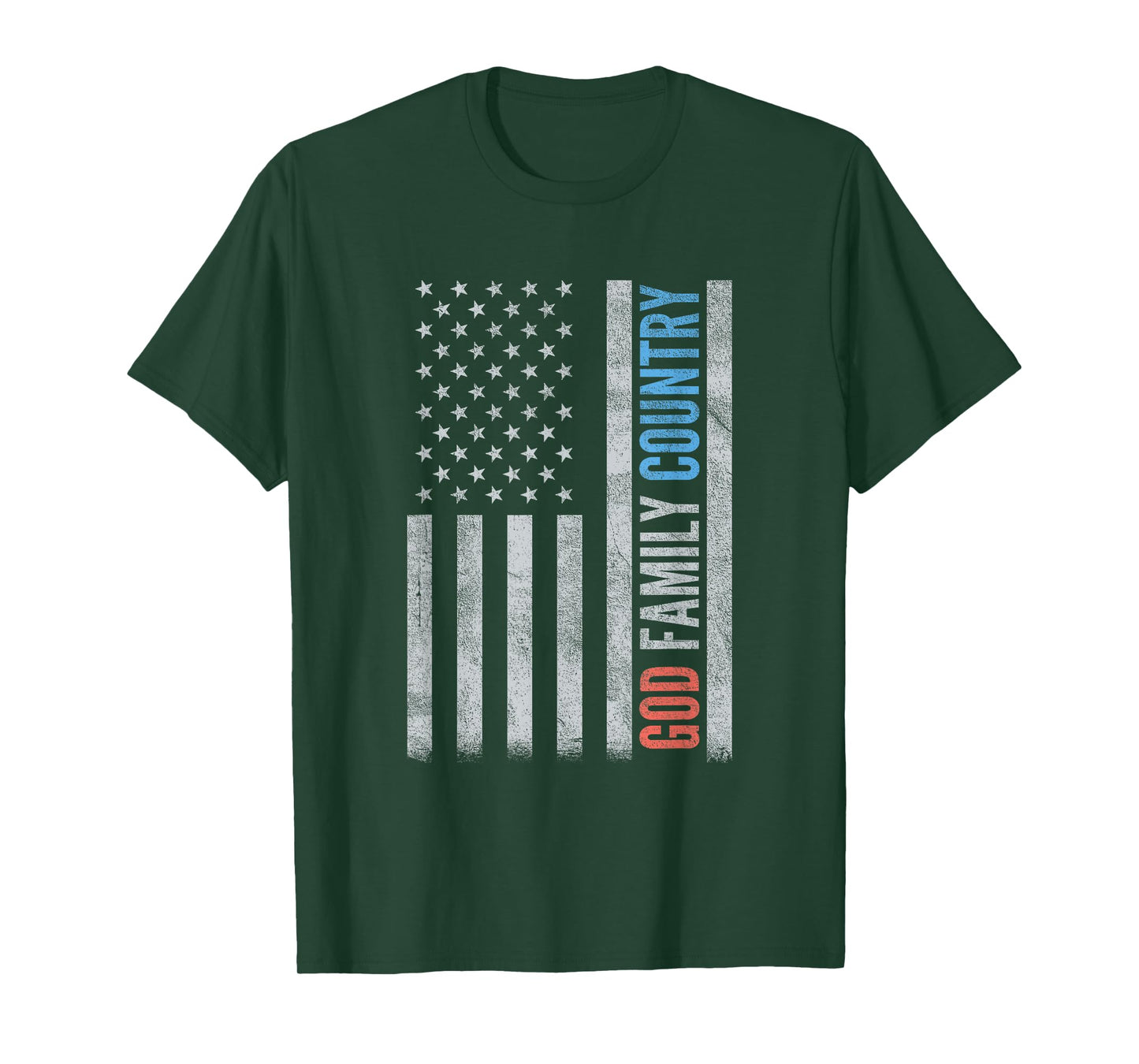 God Family Country with US American Flag Patriotic Christian T-Shirt