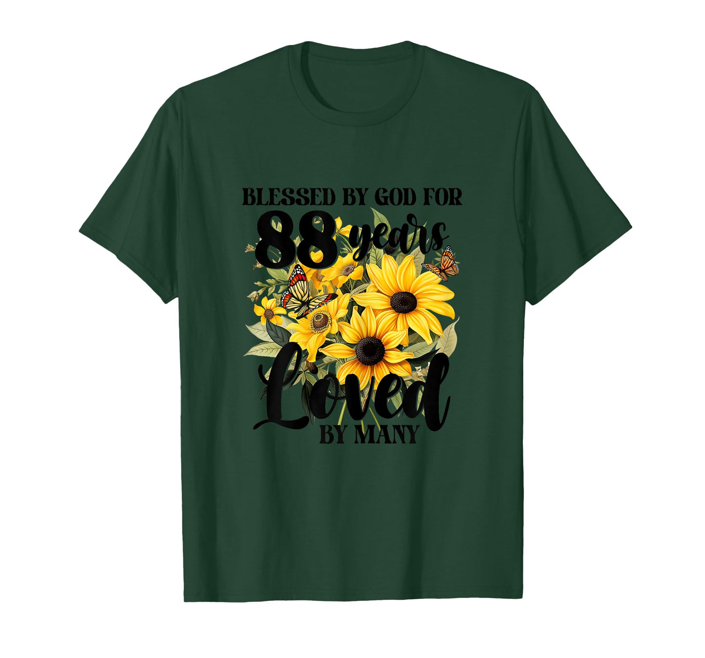 Blessed By God For 88 Years Loved Sunflower 88th Birthday T-Shirt
