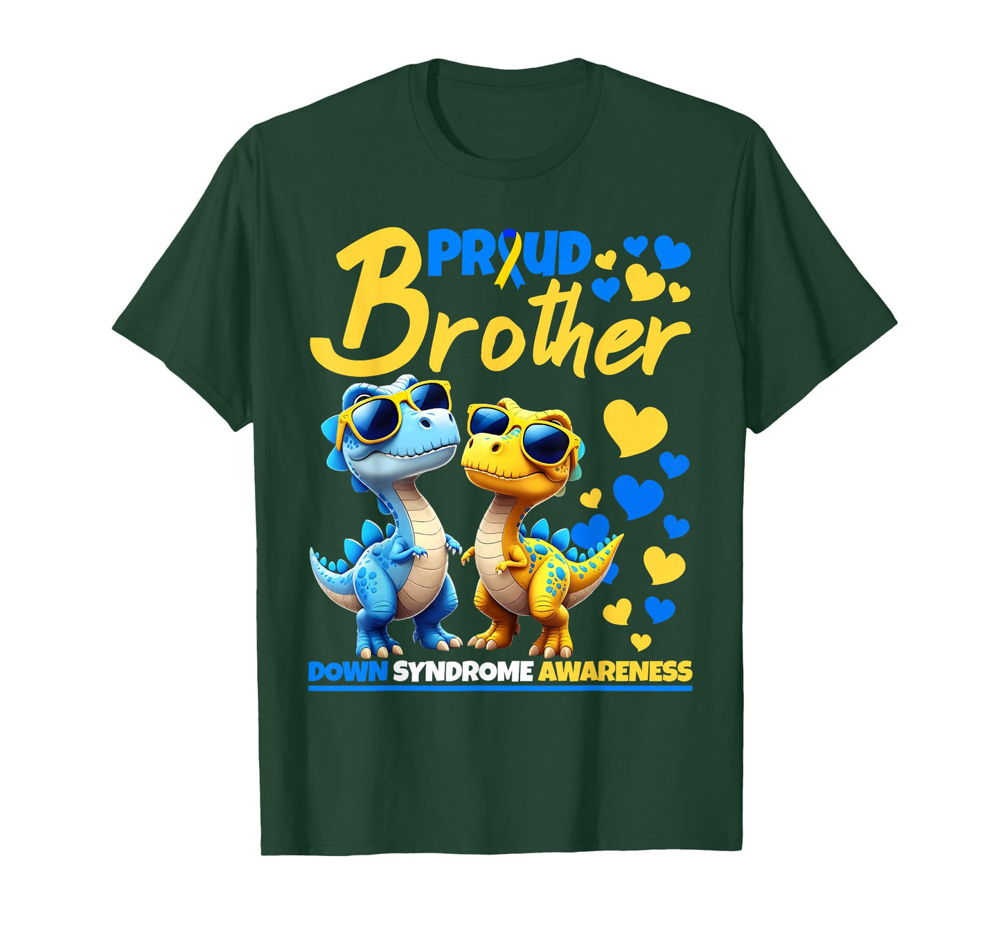 Proud Brother World Down Syndrome Awareness Dinosaur T21 T-Shirt