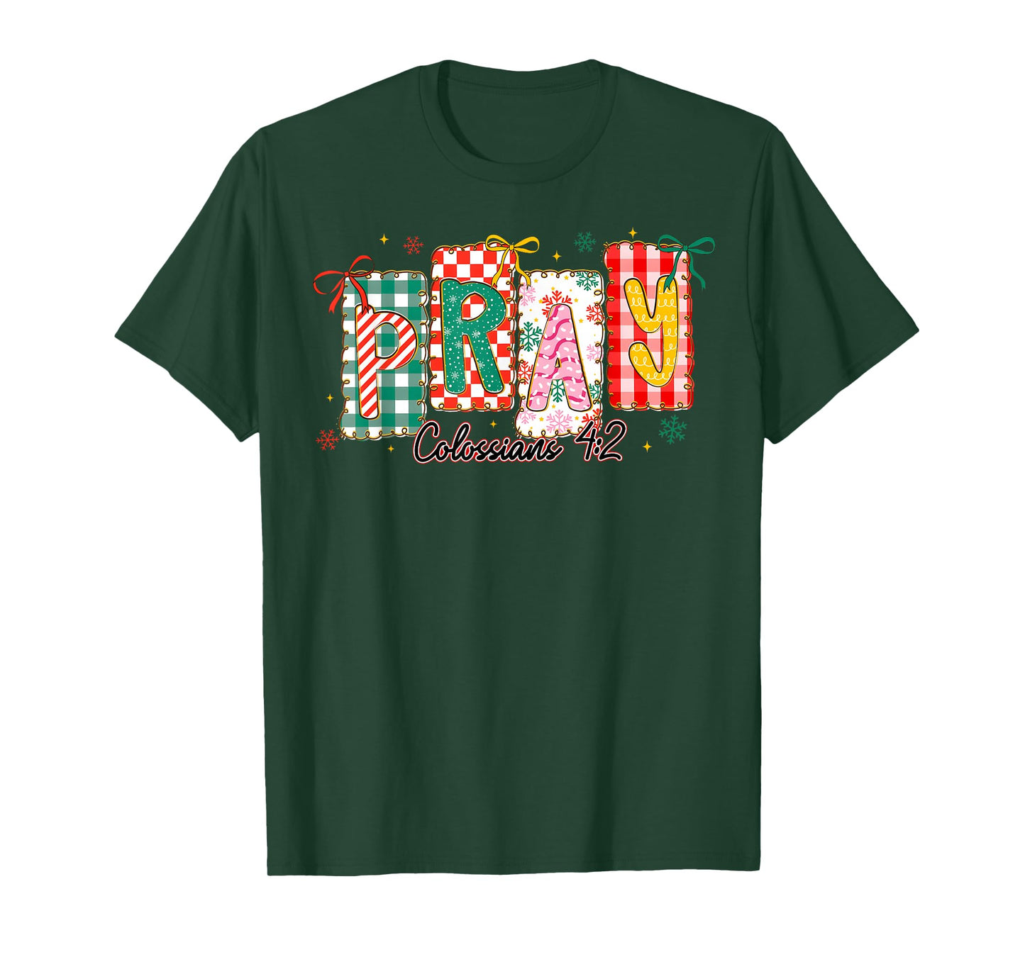 Preppy Pray Bible Verse Christmas Girl Women Coquette Bow T-Shirt