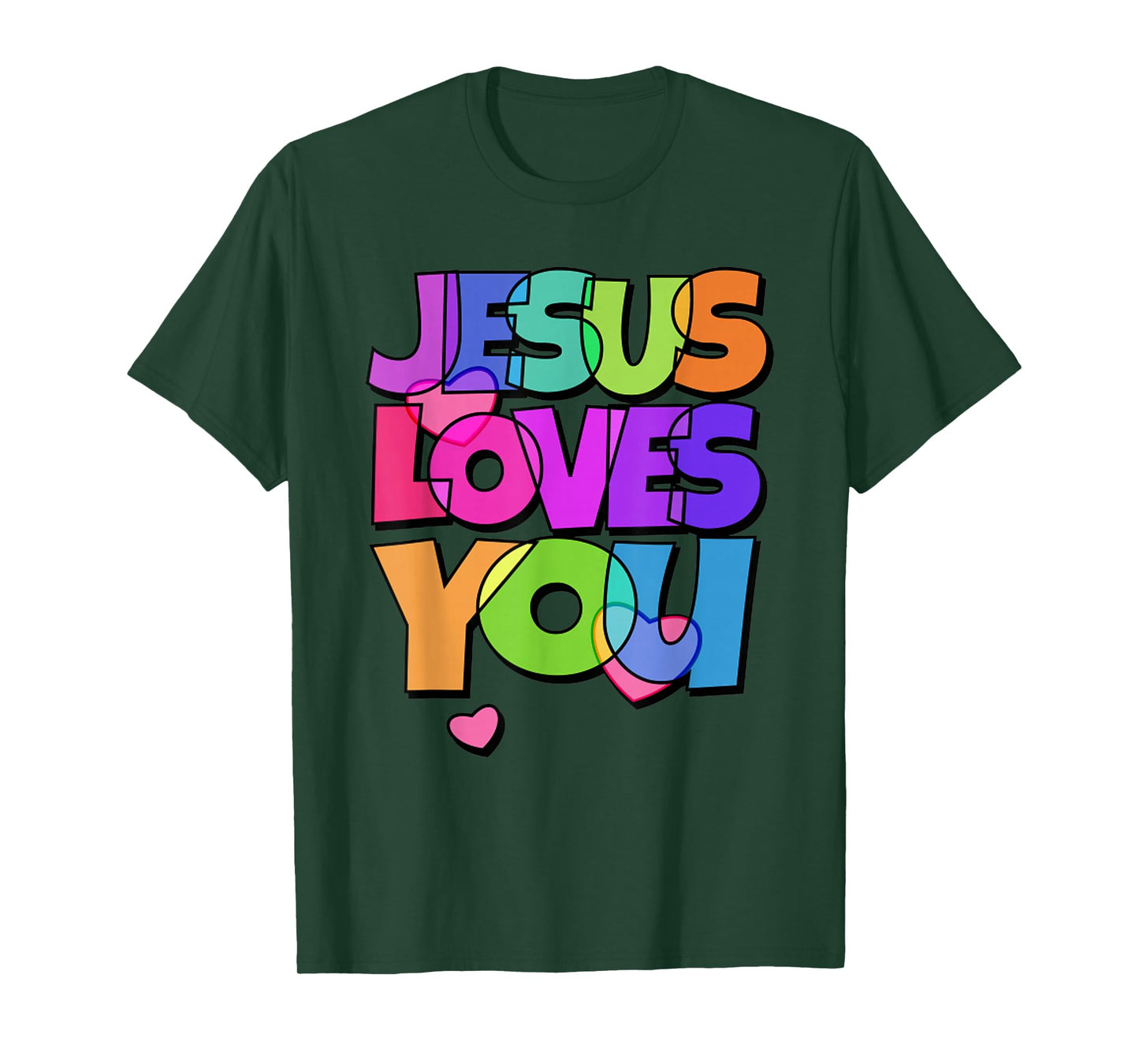 Funny Colorful Jesus Loves You Christian Heart Lover T-Shirt