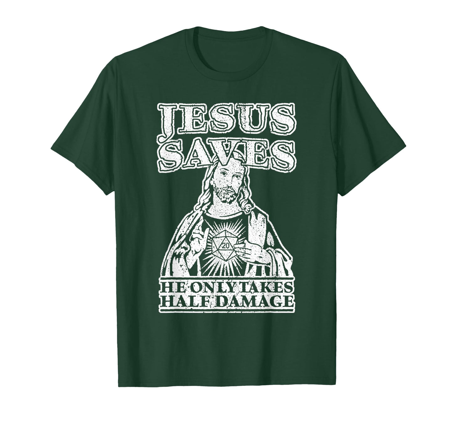Vintage Funny Jesus Saves He Only Takes Half Damage Faith T-Shirt