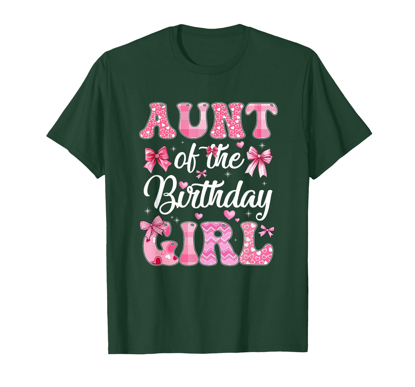 Aunt Of The Birthday Girl Family Pink Coquette Bow T-Shirt