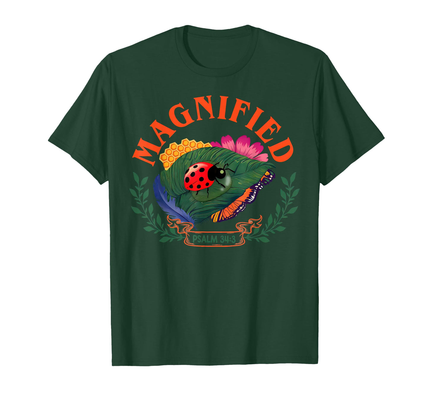 Magnified Psalm 34:3 VBS 202 Bible Summer Camp Christian T-Shirt