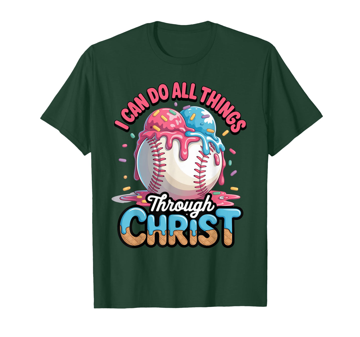 Ice Cream Drip Baseball Stuff Philippians 4:13 Jesus Boys T-Shirt