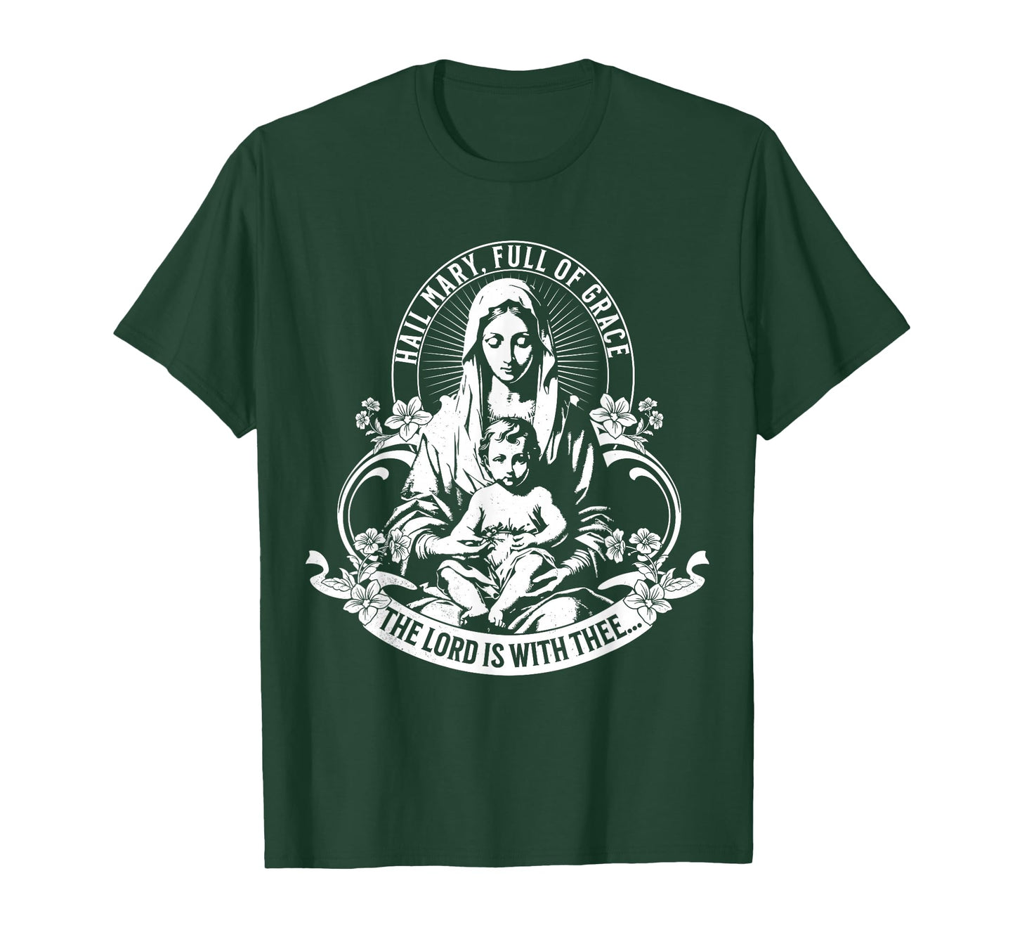 Our Blessed Mother Catholic Rosary Hail Mary Full of Grace T-Shirt