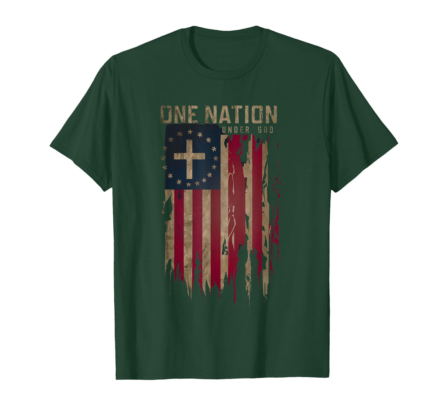 One Nation Under God Patriotic American Flag T-Shirt for Women Men