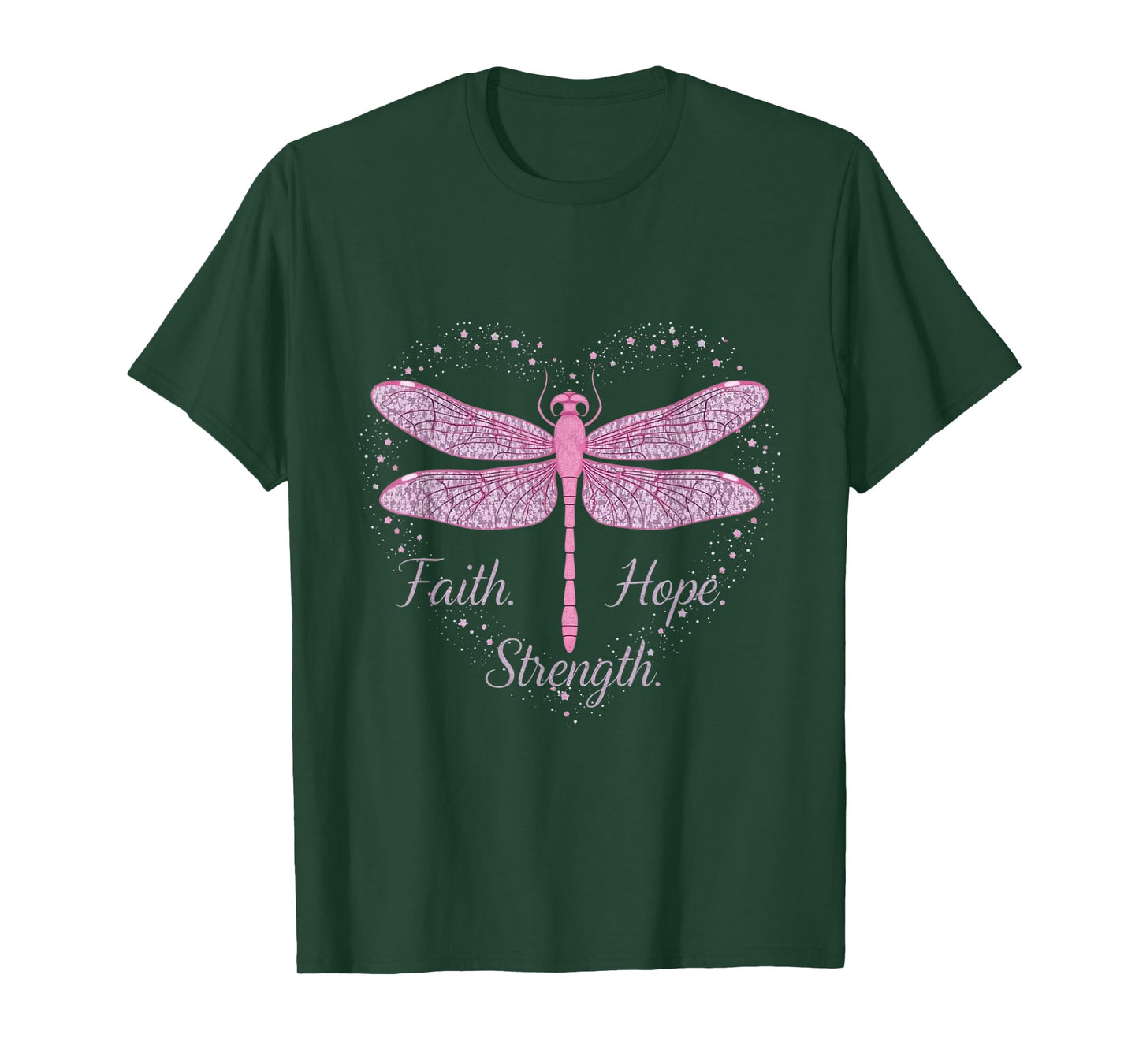 Breast Cancer Awareness Faith Hope Strength Pink Dragonfly T-Shirt