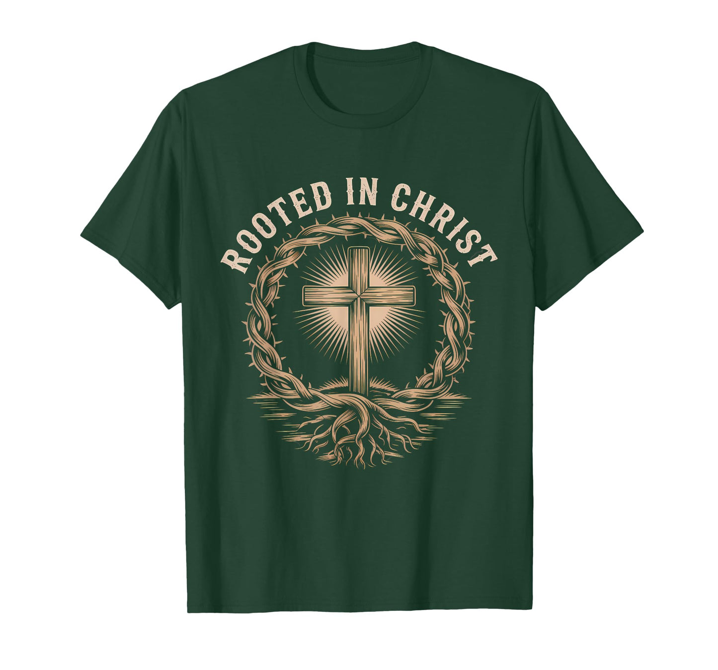 Rooted in Christ Christian Faith Jesus Cross T-Shirt