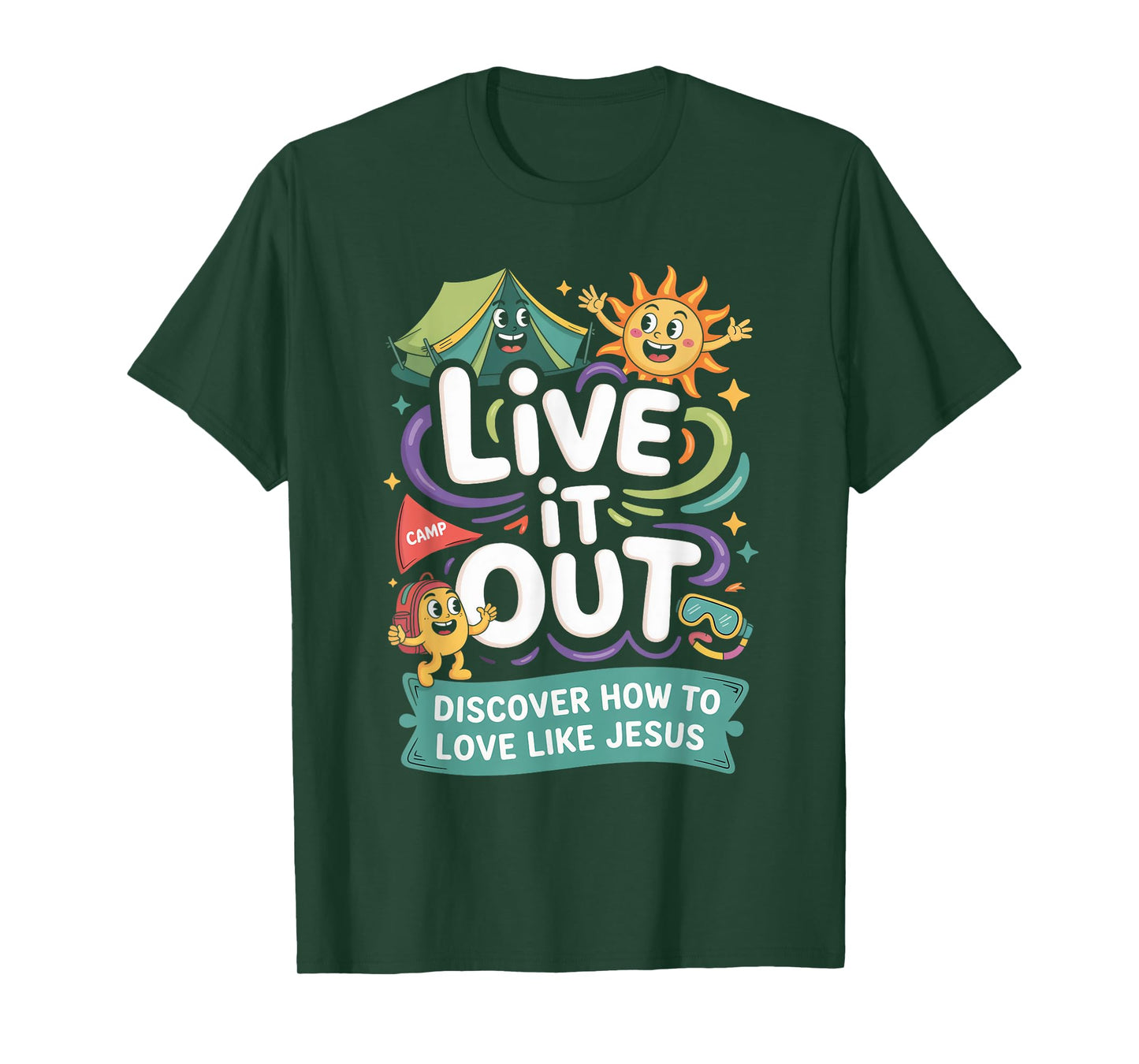 Live It Out Love Like Jesus VBS 2025 Christian Camping T-Shirt