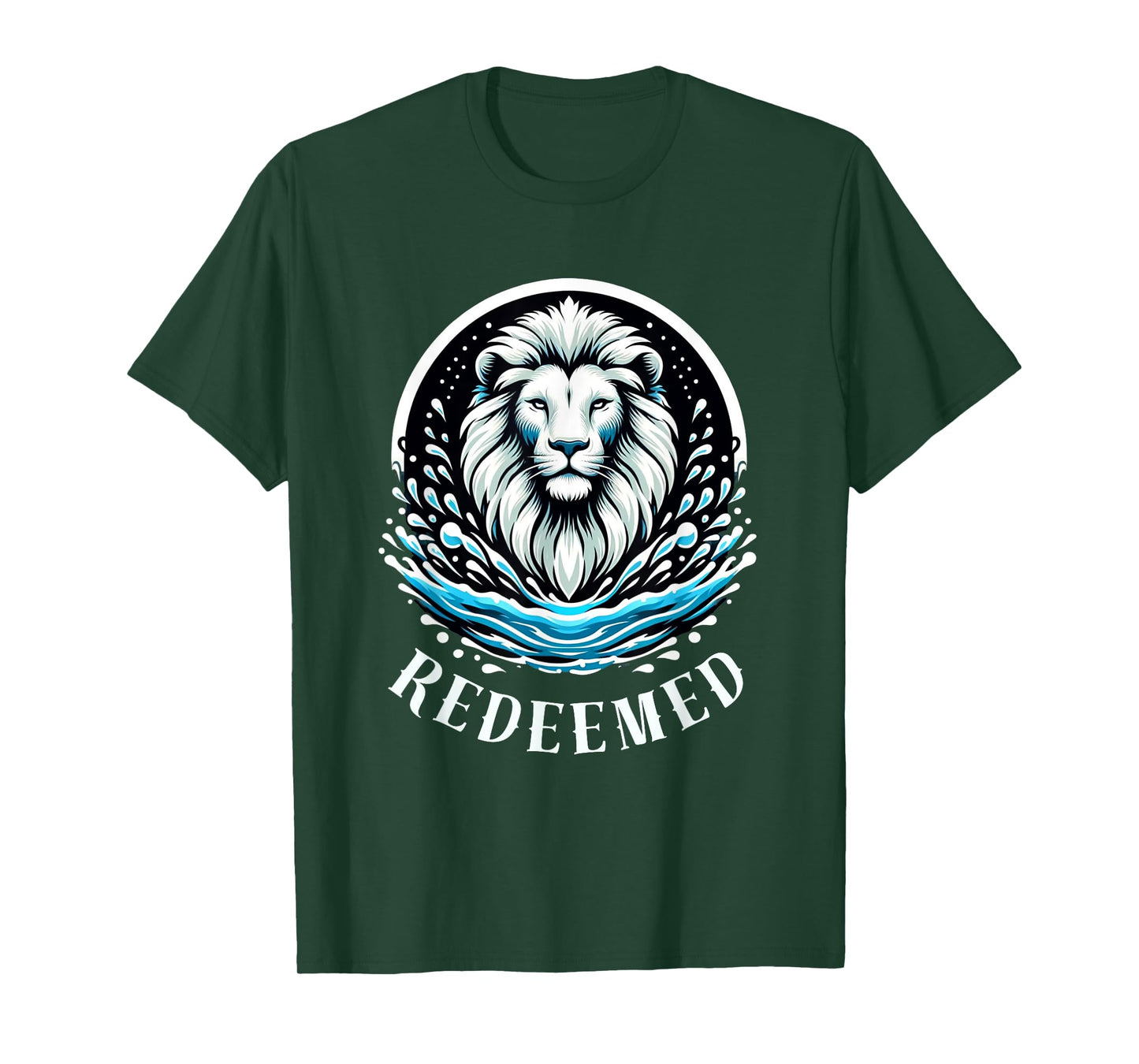 REDEEMED, LION Christian Men's Baptism T-Shirt