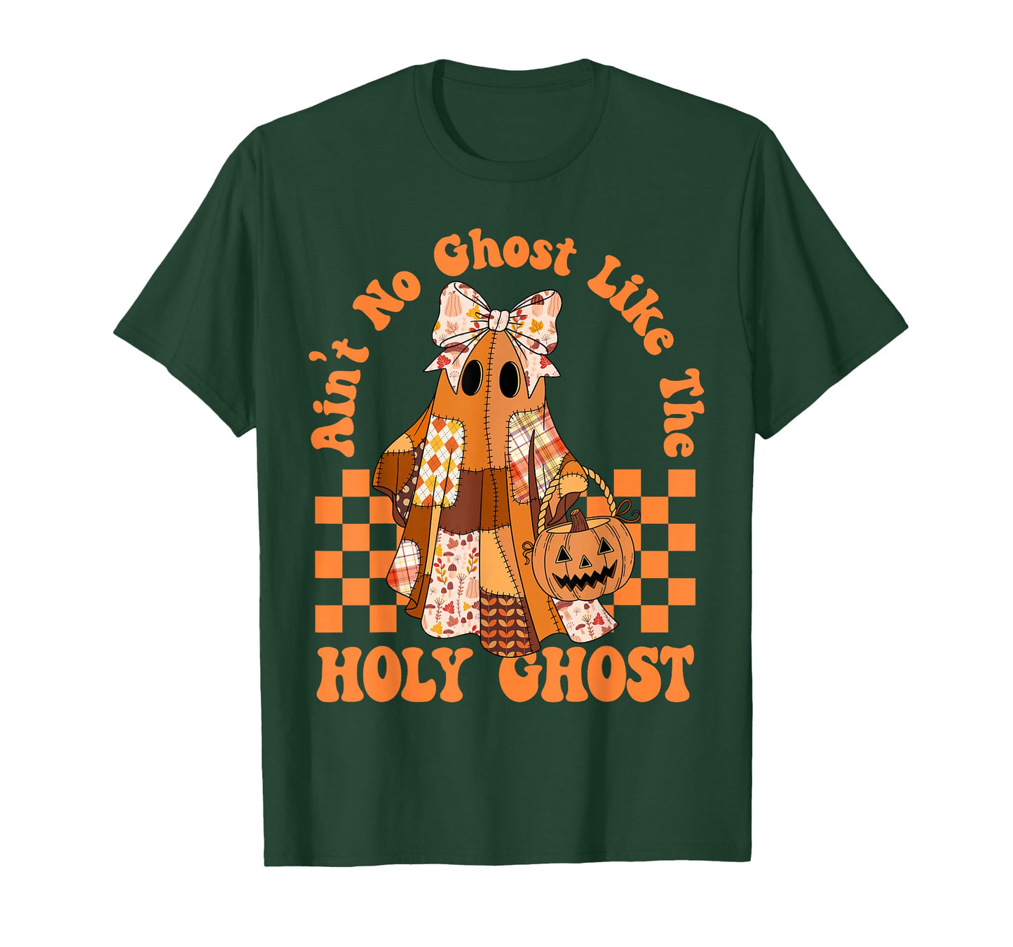Ain't No Ghost Like The Ghost Christian Halloween Patchwork T-Shirt
