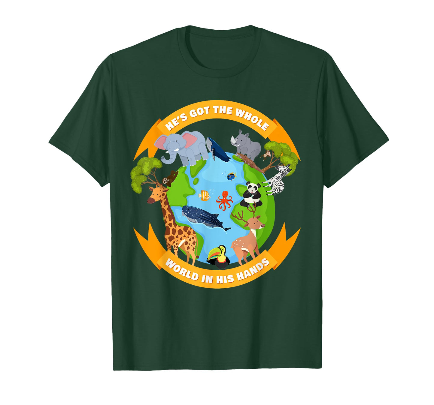 He's Got The Whole World in His Hands – Faith Kids Animals T-Shirt