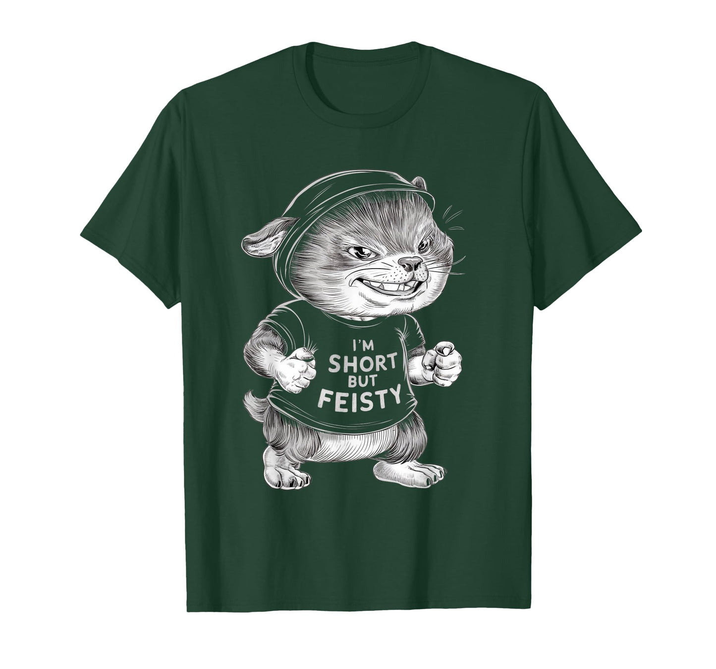 funny short quote, I'm short but feisty, Cool little person T-Shirt