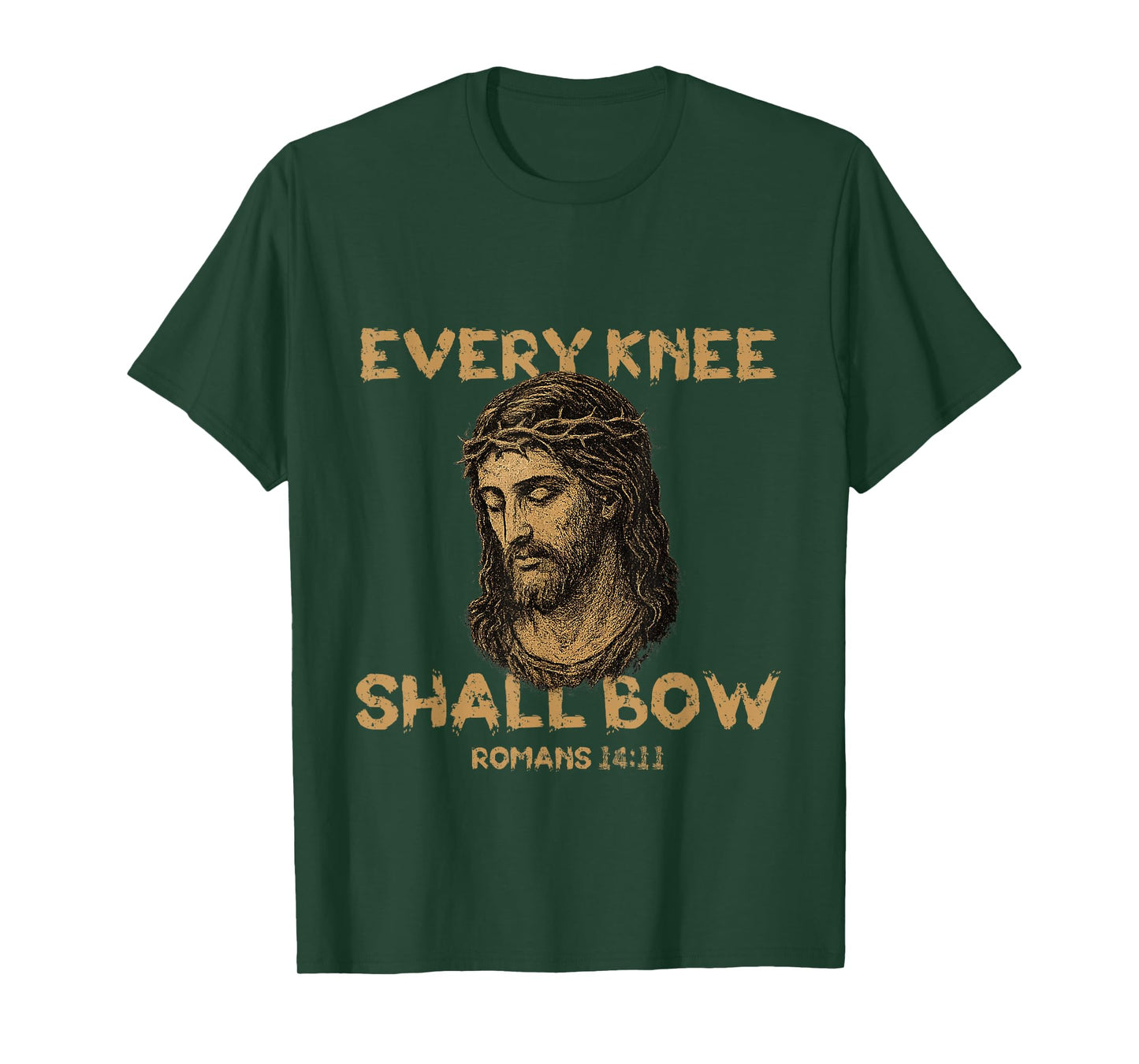 Every Knee Shall Bow Romans 14:11Jesus Christian Bible Verse T-Shirt