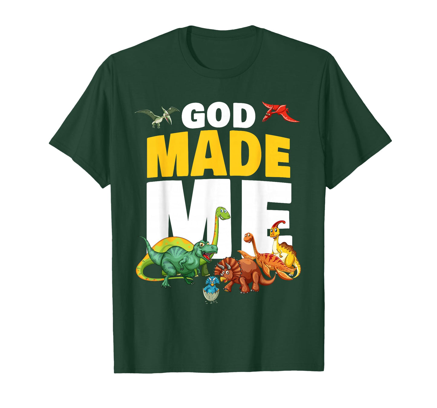 GOD Made Me – Christian Faith Kids Dinosaur Creation T-Shirt