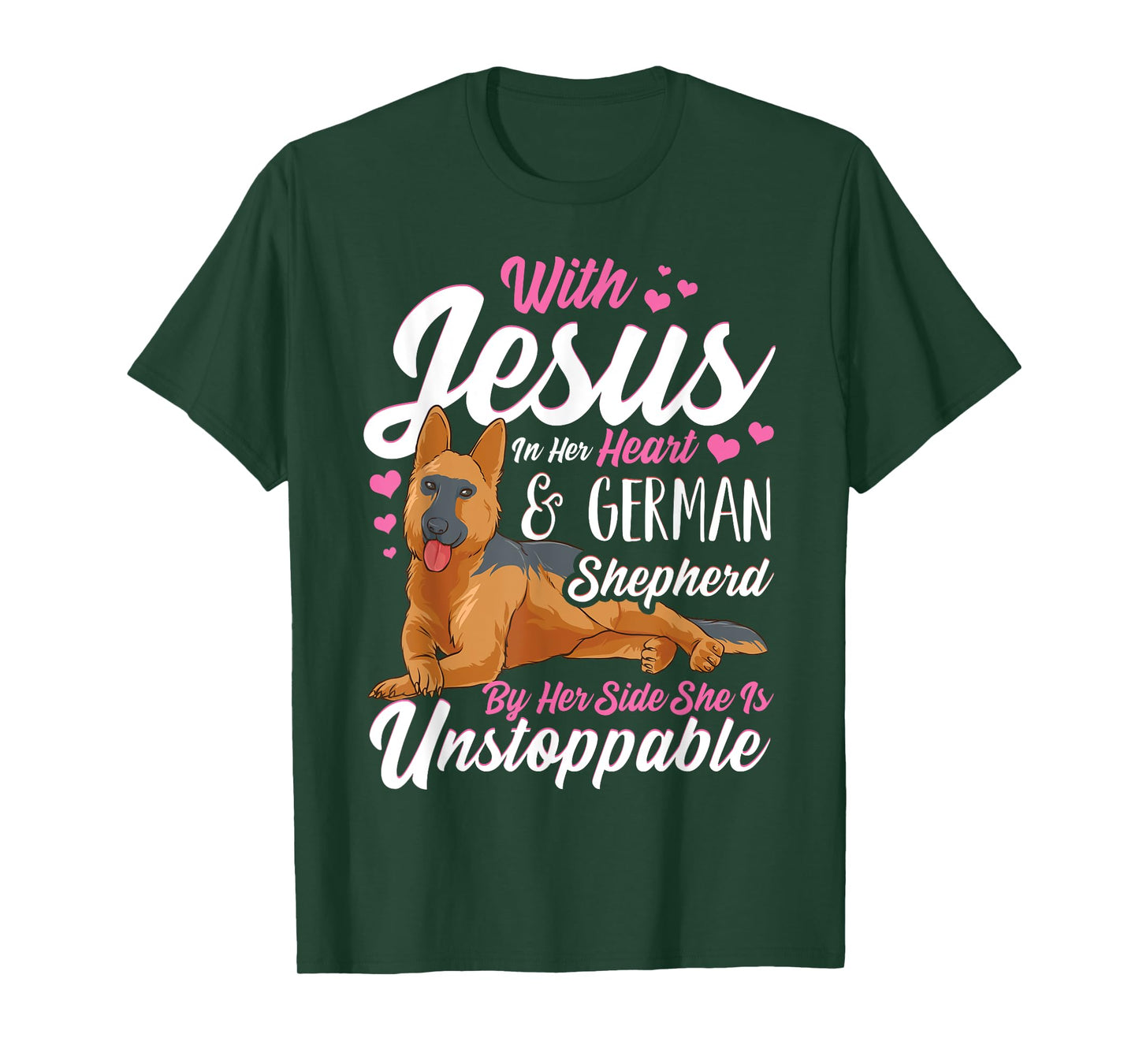 German Shepherd Shirts For Women With Jesus In Her Heart T-Shirt