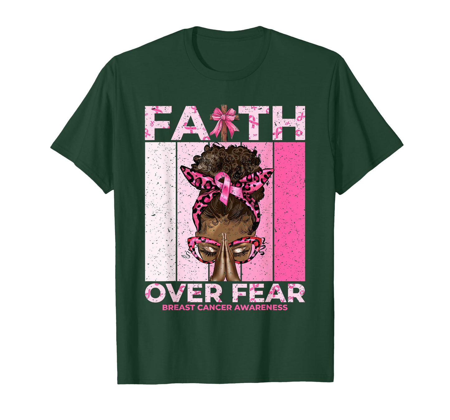 Faith Over Fear Pink Awareness Art T-Shirt