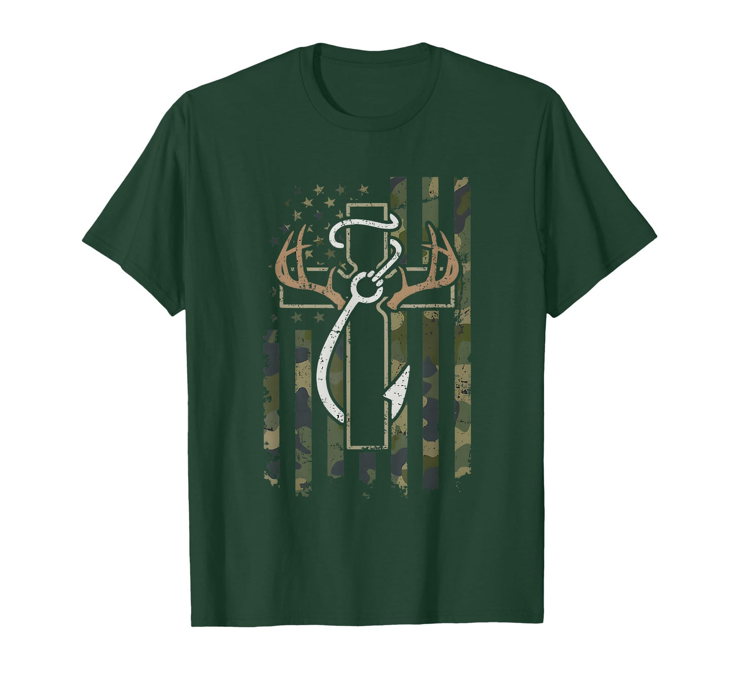 Faith Fishing Hunting Camo Cross Bass Hook Christian T-Shirt