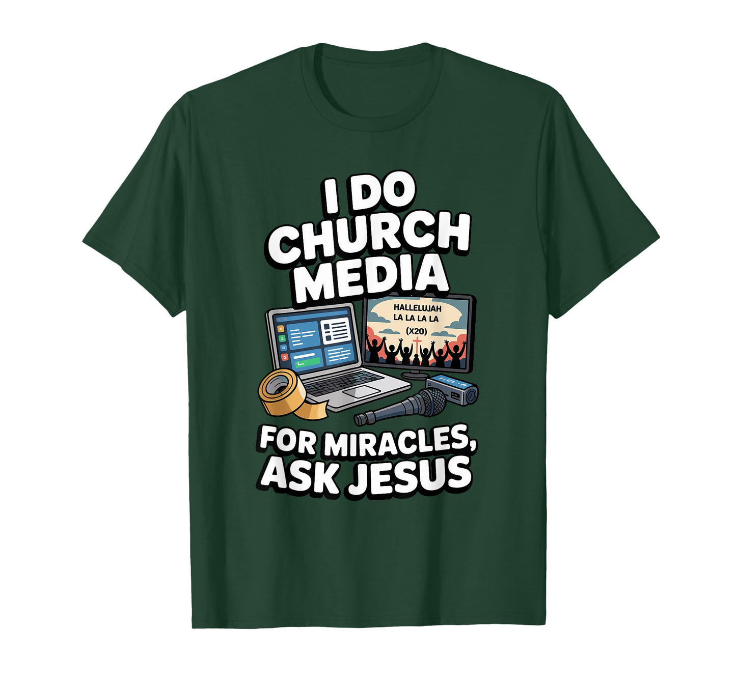 Funny Church Media Tech Jesus Faith T-Shirt