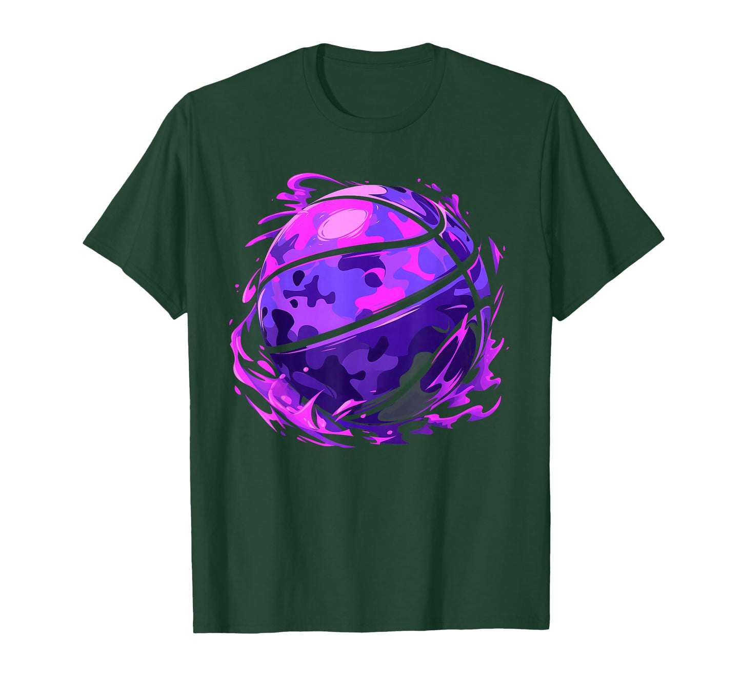 Purple Basketball Camouflage For Men Women Kids Youth Player T-Shirt