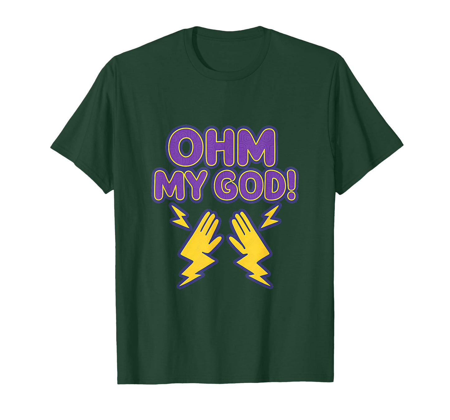 Ohm My God Electrician Humor Bubble Letter Graphic T-Shirt