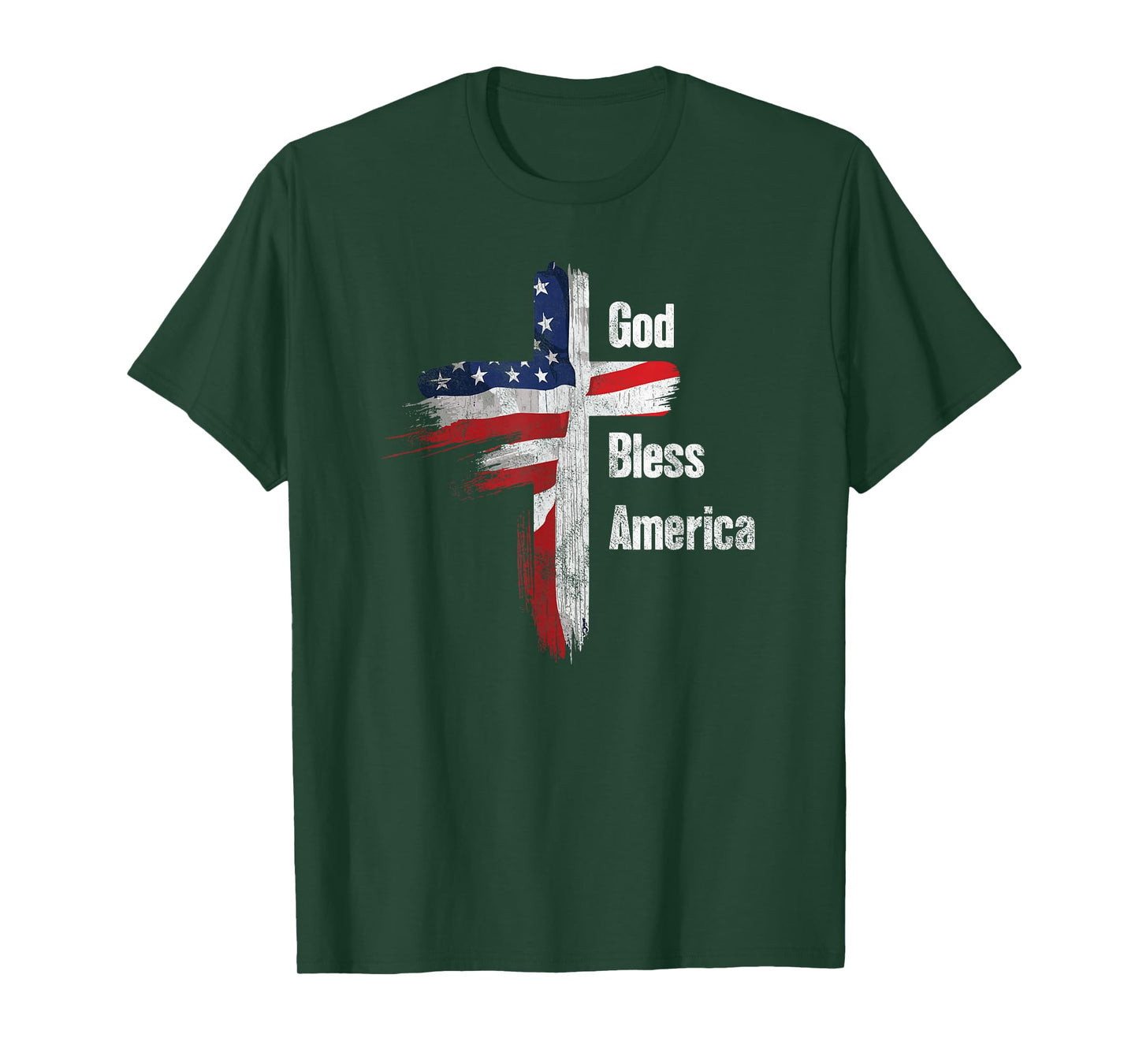 God Bless America 4th of July Christian Patriot USA Flag T-Shirt
