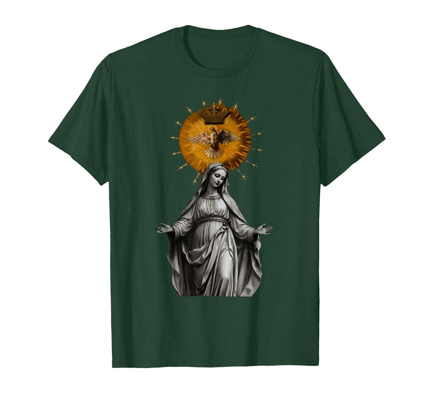 Holy Christ Mother Mary Theme Bird Dove Crown T-Shirt