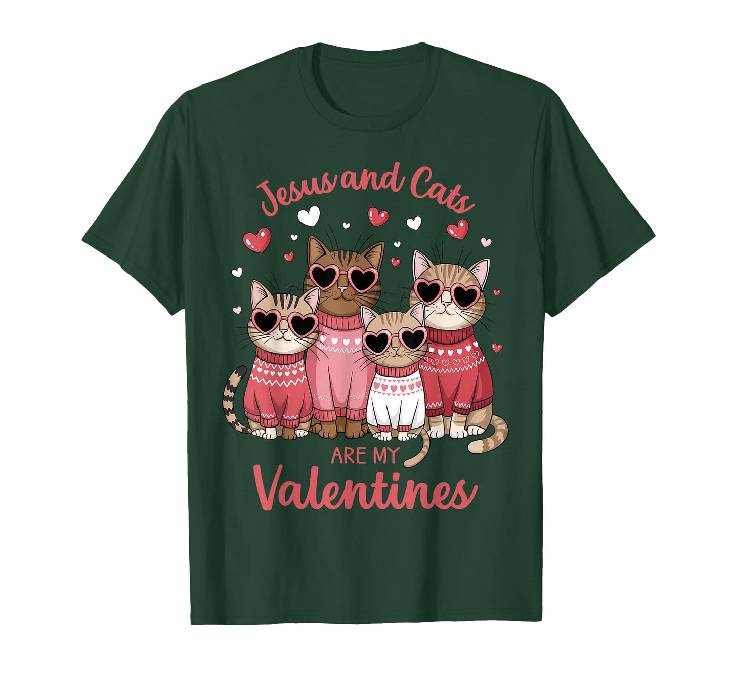 Christian Cat Lovers Valentine's day Jesus and Cats T-Shirt for Men Women Girls Kids