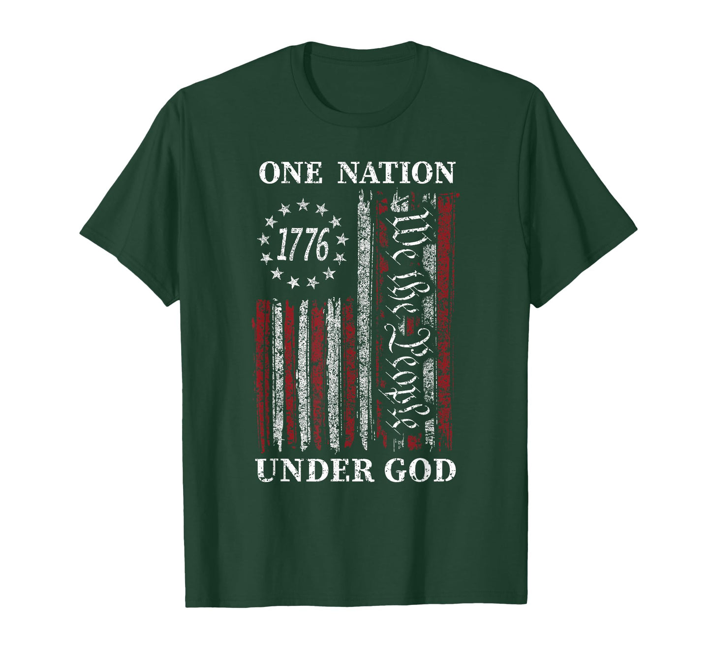 One Nation Under God Flag 4th Of July Patriotic Christian T-Shirt