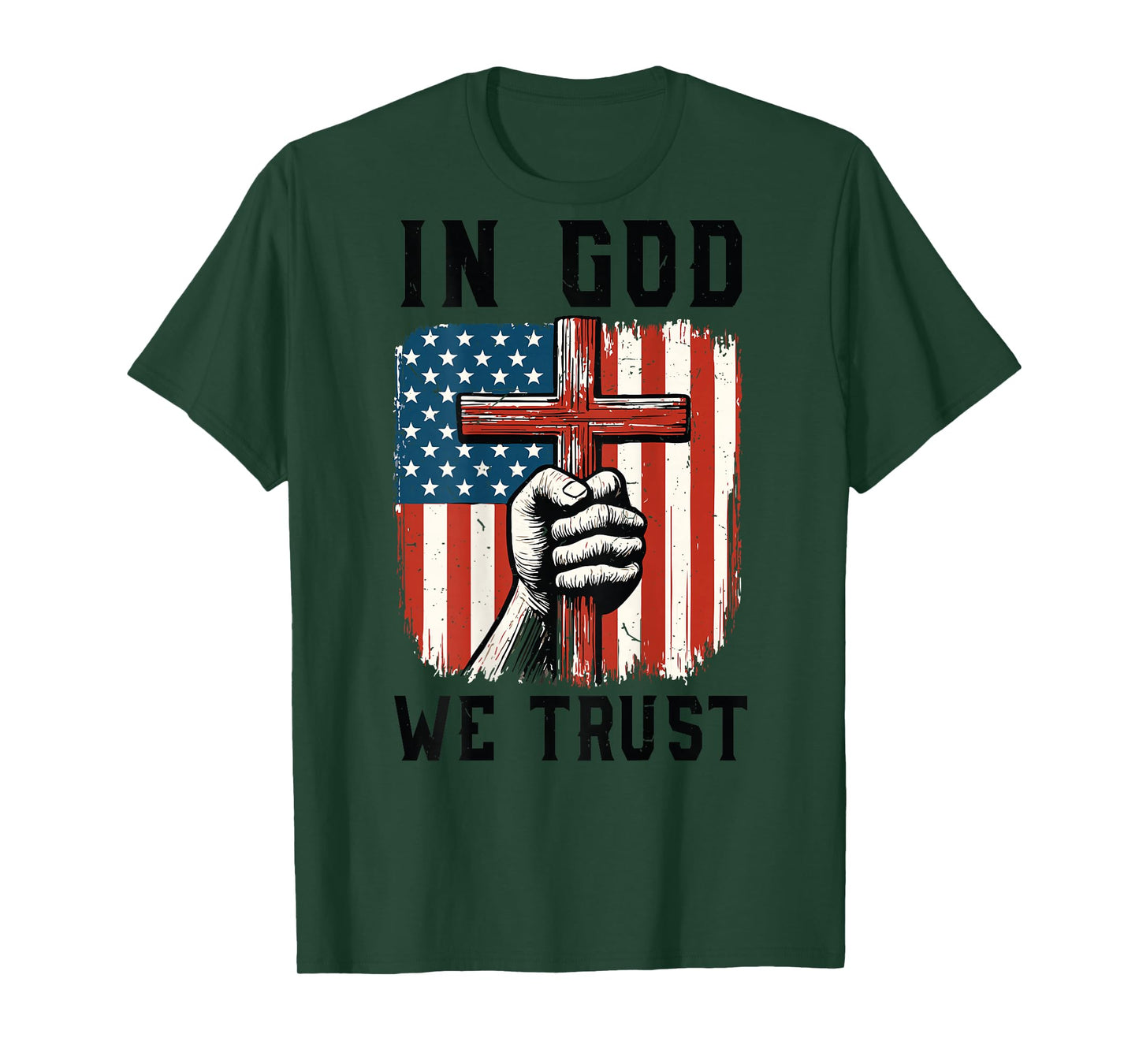 Back in God We Trust Patriotic Christian American Flag Faith T-Shirt