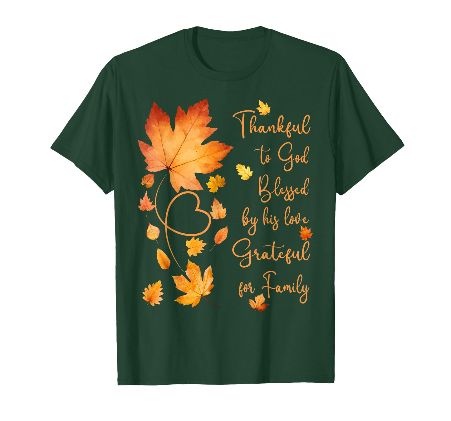 Thankful Grateful Blessed Christian Thanksgiving Fall Leaves T-Shirt