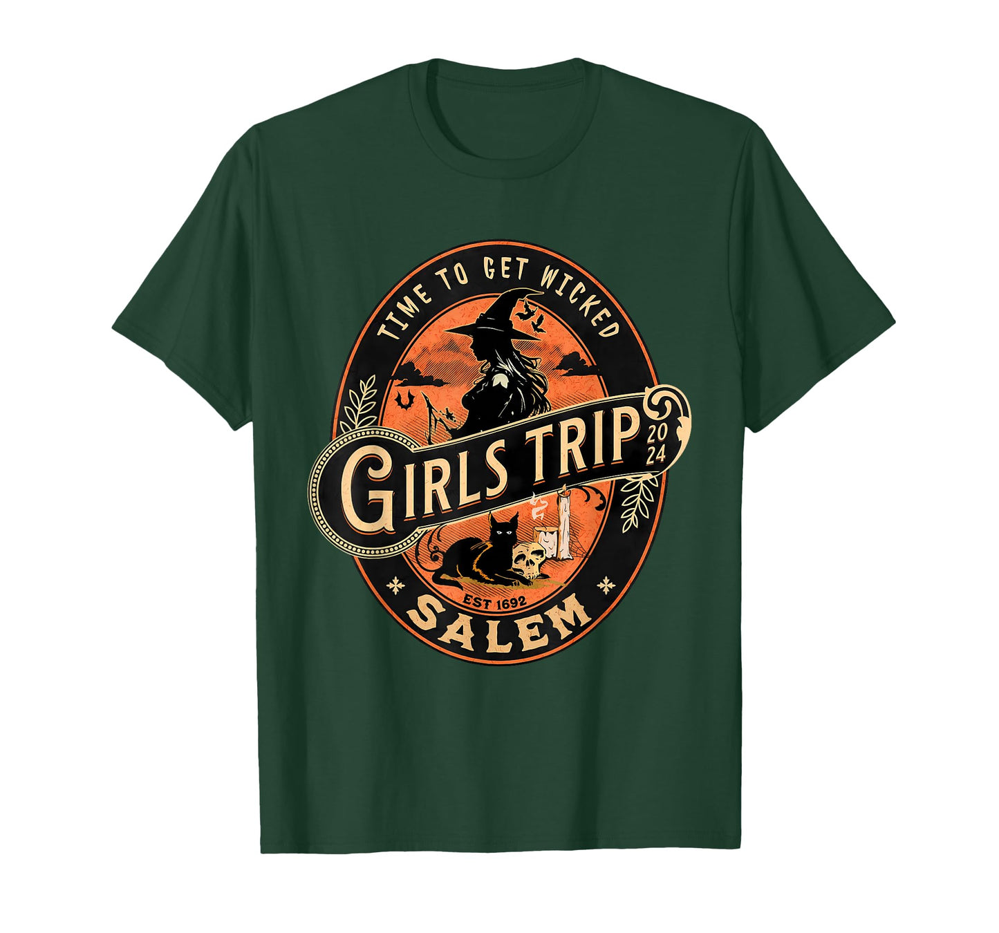 Retro Girls Trip to Salem Time To Get Wicked Cats Halloween T-Shirt