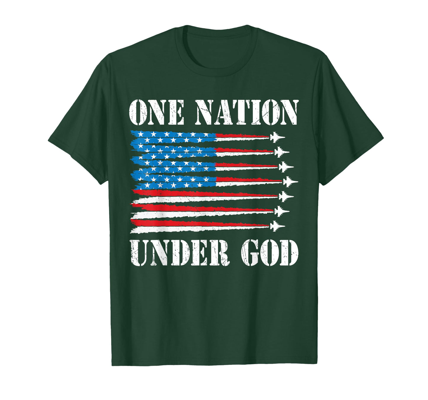 One Nation Under God 4th July American Flag Fighter Jet Men T-Shirt
