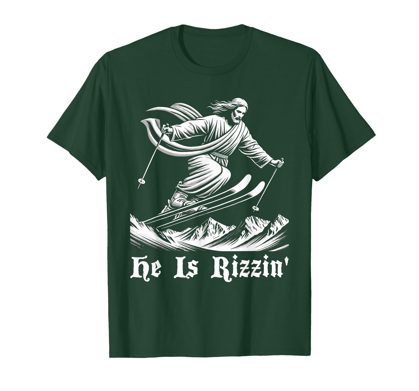 Ski Skiing jesus christ Skiis rizzin' snow christian jump T-Shirt